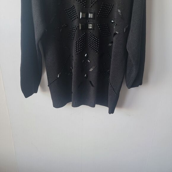 Victoria Jones women's beaded Mock Neck Tunic sweater size L long sleeve - Picture 4 of 7